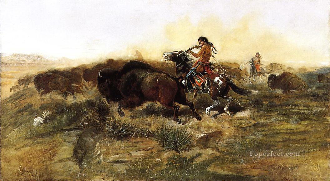 wild meat for wild men 1890 Charles Marion Russell American Indians Oil Paintings